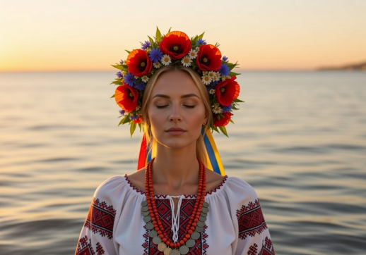 female ukraine ocean background